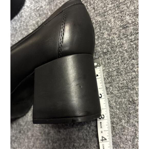 Nine West Women’s 8.5 Black Slip-On Block Chunky Heel Gold Chain Loafers Shoes - Picture 8 of 8